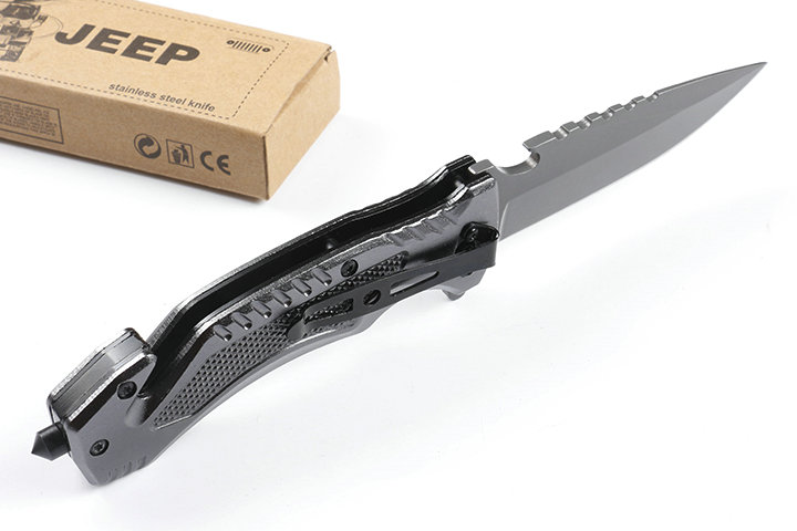 JEEP DA169 fast opening folding knife with bottle opener and glass breaker UD405447 